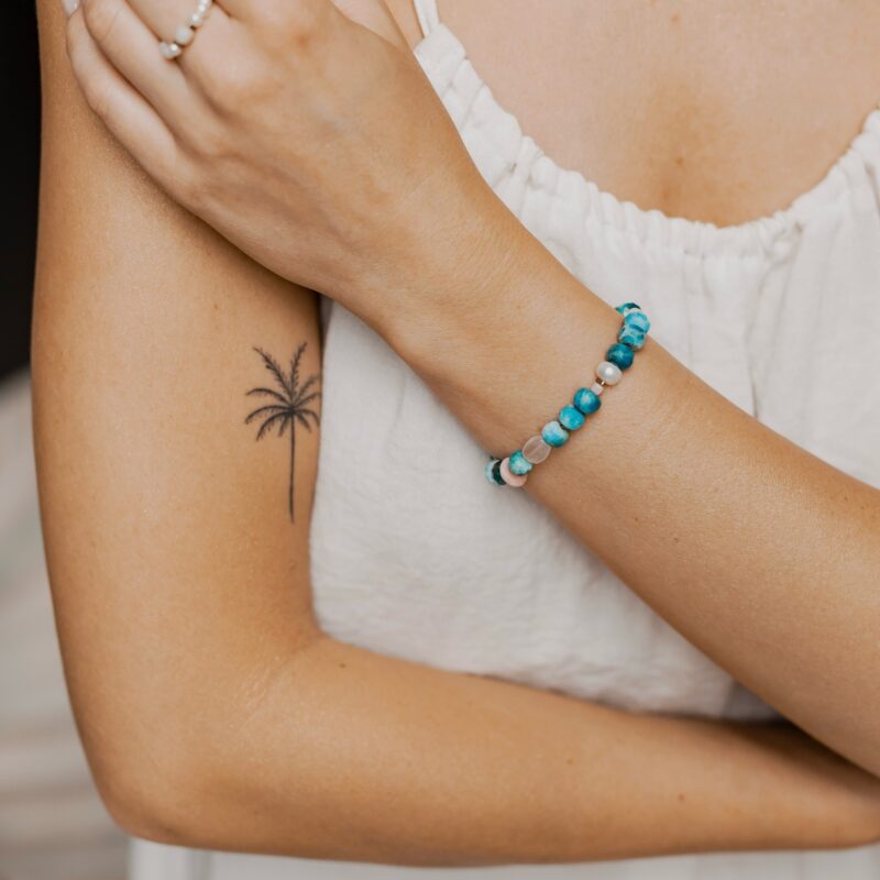 Bransoletka "Oasis" - Apatyt, Opal peruwiański, Kwarc różowy