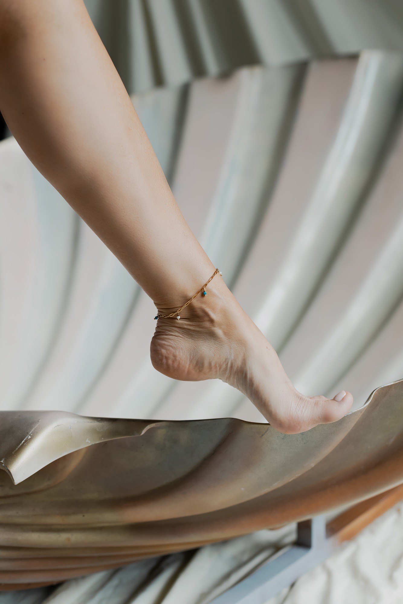 Bransoletka na nogę „Oasis Pearl” – bransoletka z perłą i Apatytem