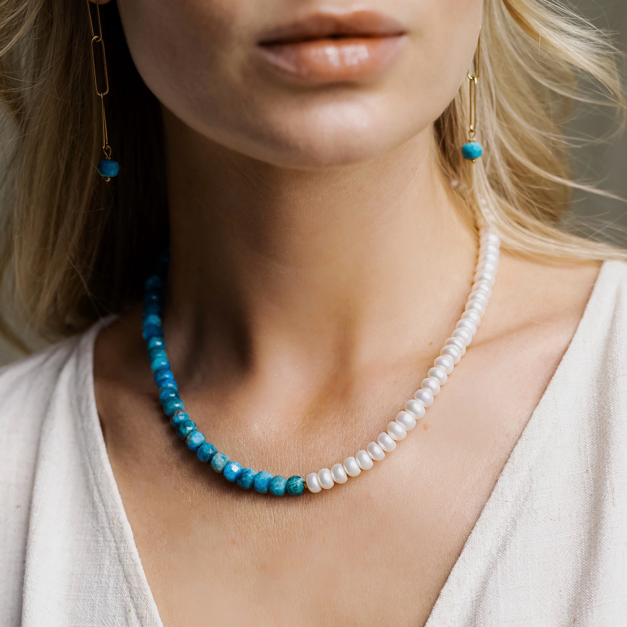 Naszyjnik „Oasis Pearl” – naszyjnik z perłą i Apatytem