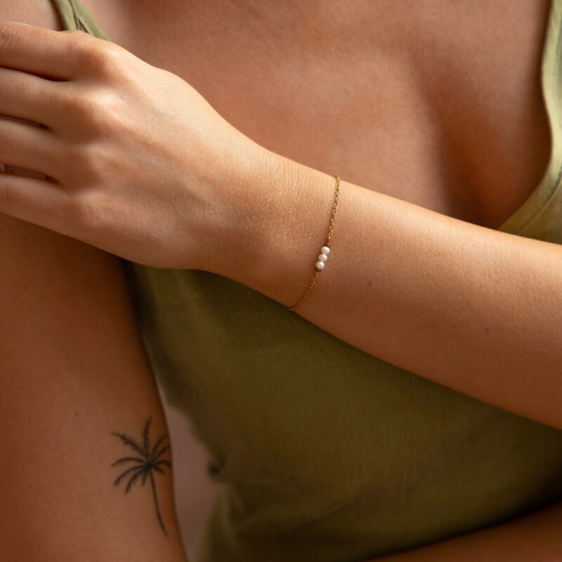 Bransoletka na łańcuszku "Minimal Pearl" - perła słodkowodna