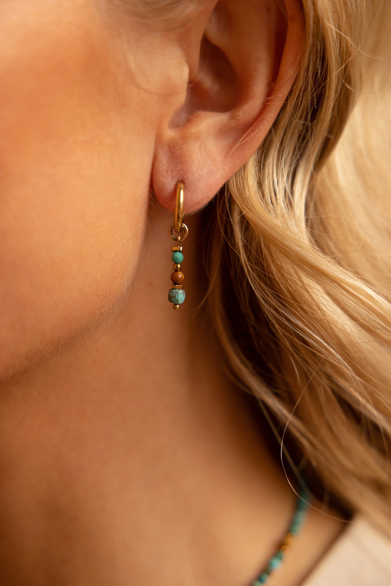 Kolczyki Arizona palm – Turkus, Jaspis, Hematyt