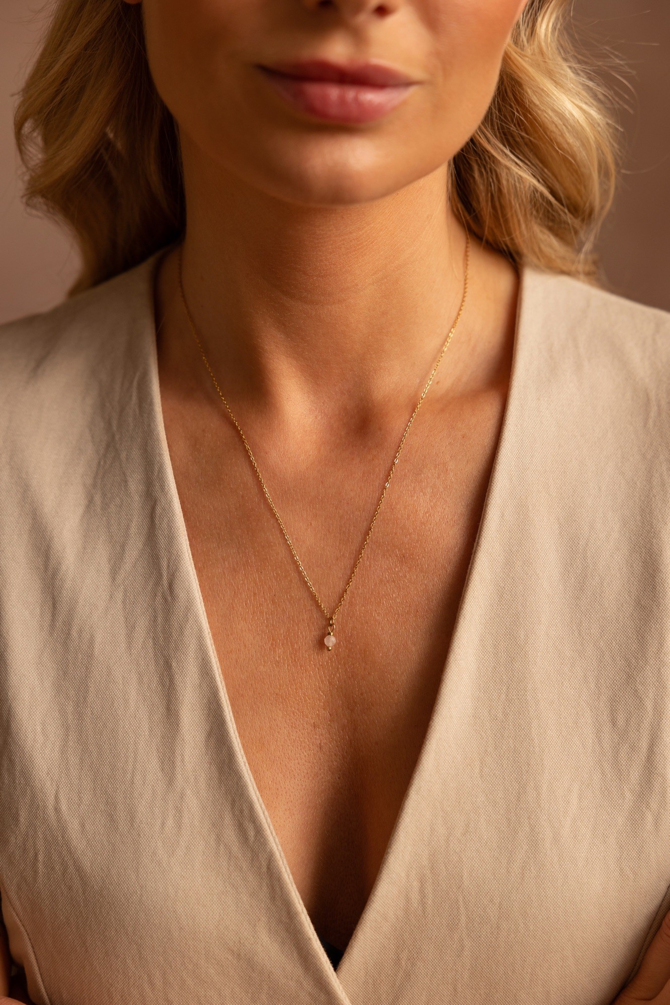 Łańcuszek z Kwarcem różowym