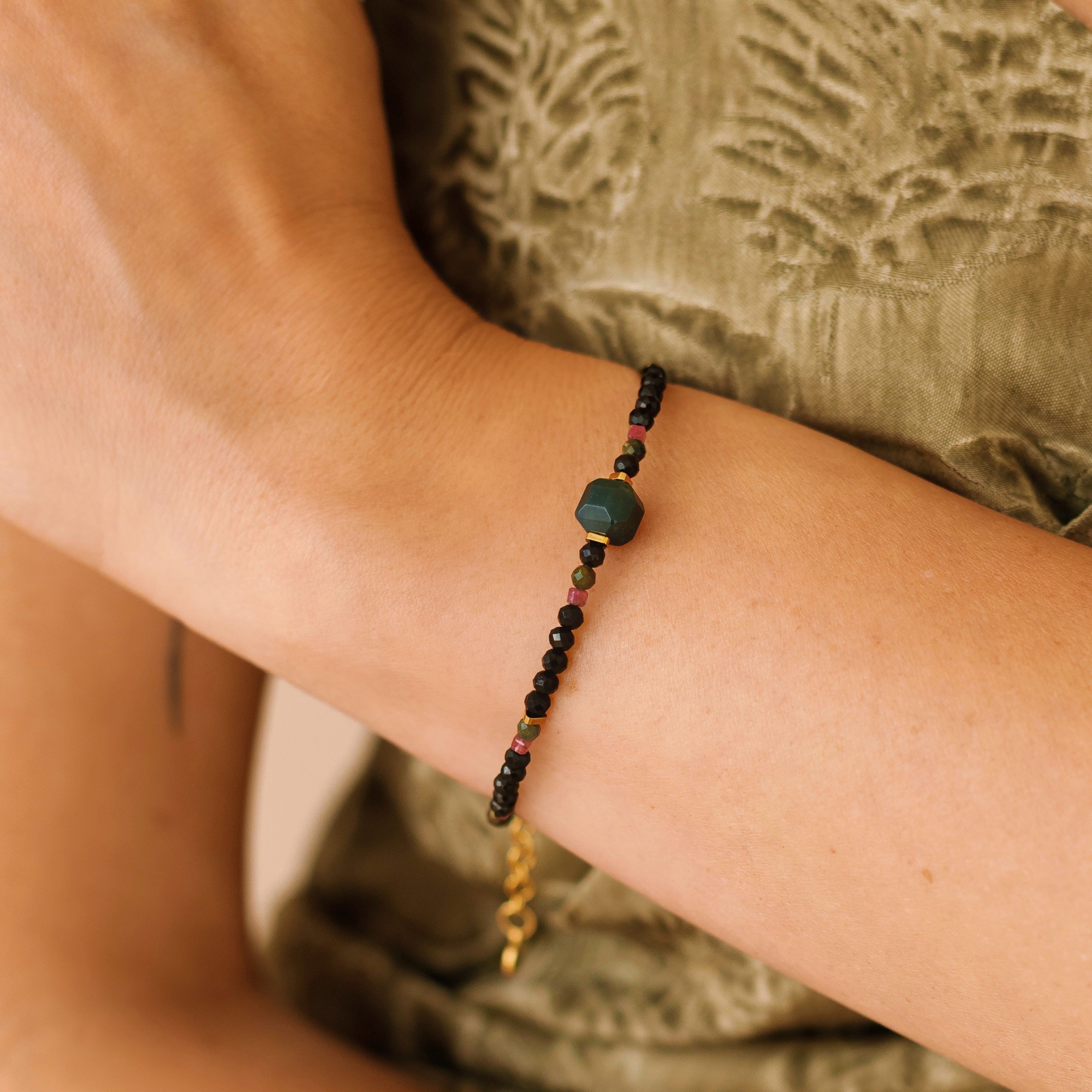 Bransoletka Green balance – Turmalin, Rubin, Agat