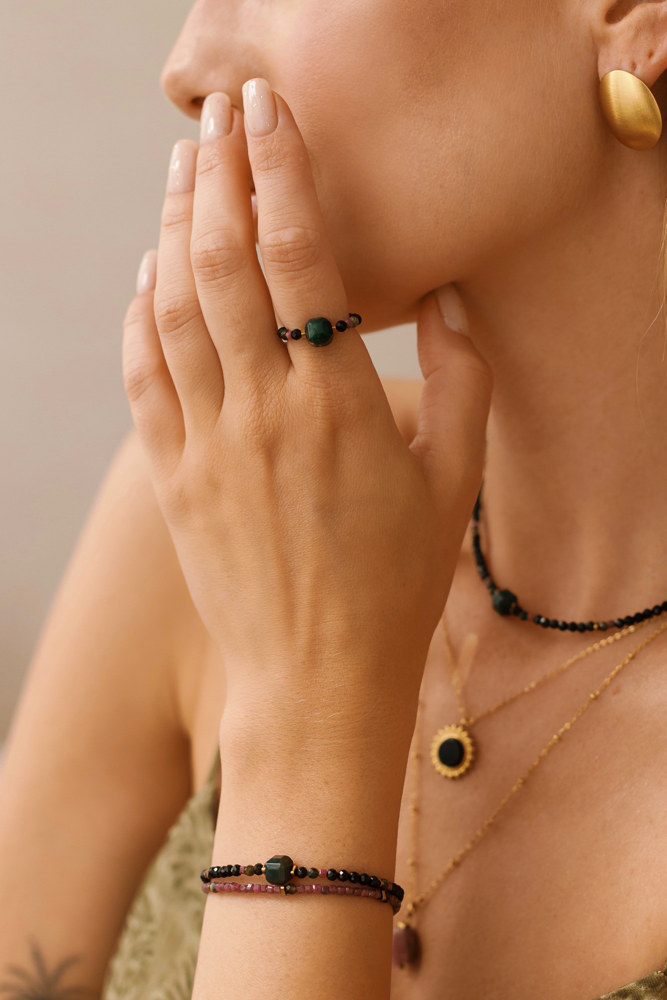 Bransoletka Green balance – Turmalin, Rubin, Agat