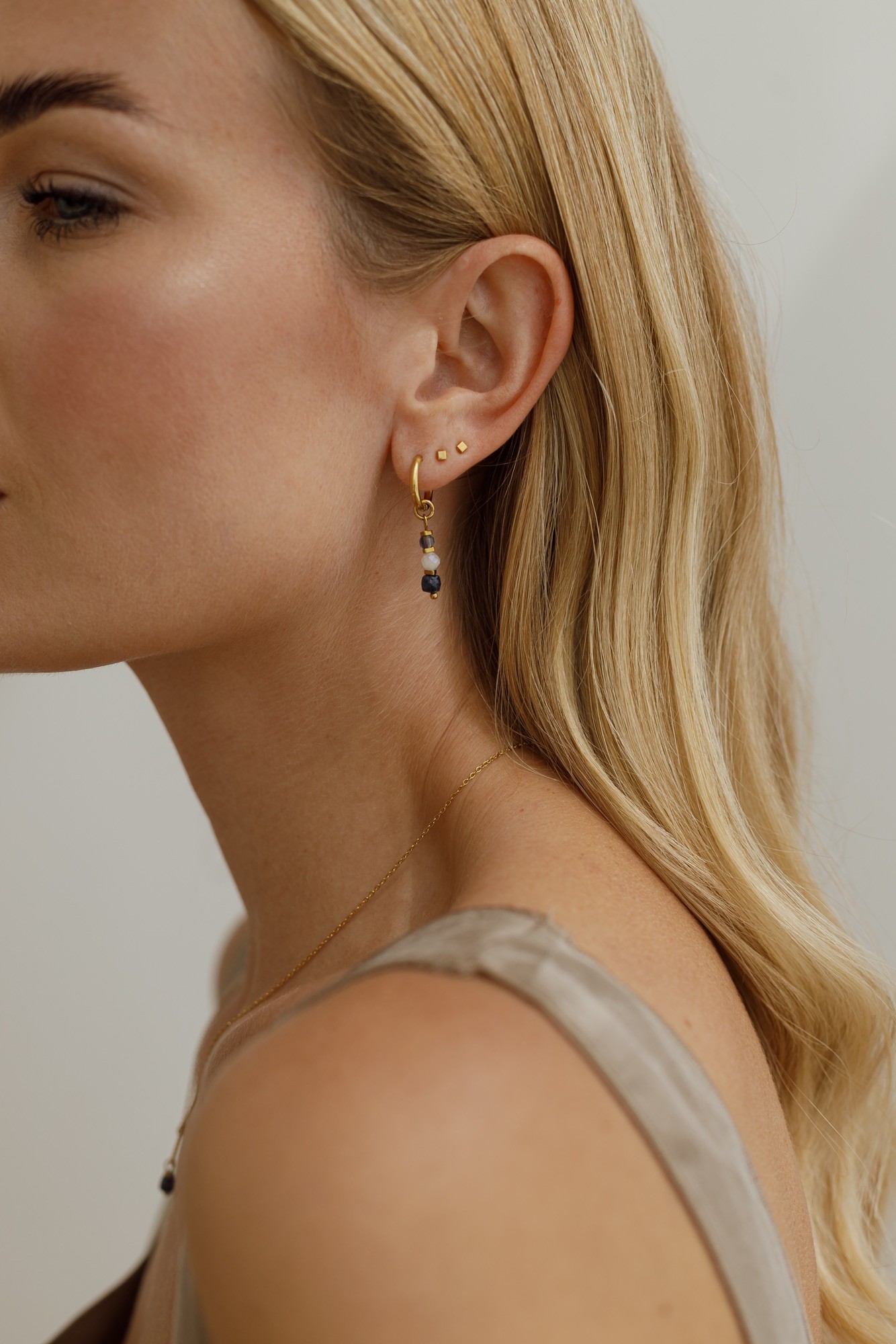 Kolczyki Infinity love – Szafir, Kwarc różowy, Hematyt