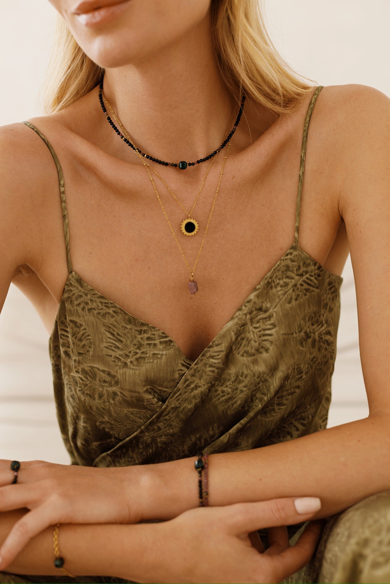 Naszyjnik Onyx balance – łańcuszek ze stal szlachetnej z Onyksem