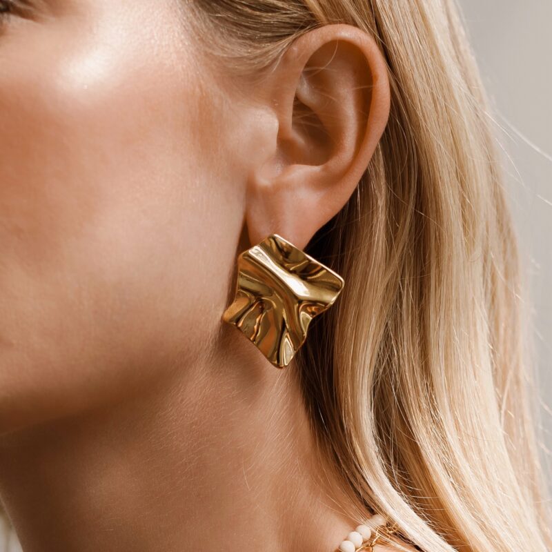 Kolczyki "Black wave gold" - stal szlachetna