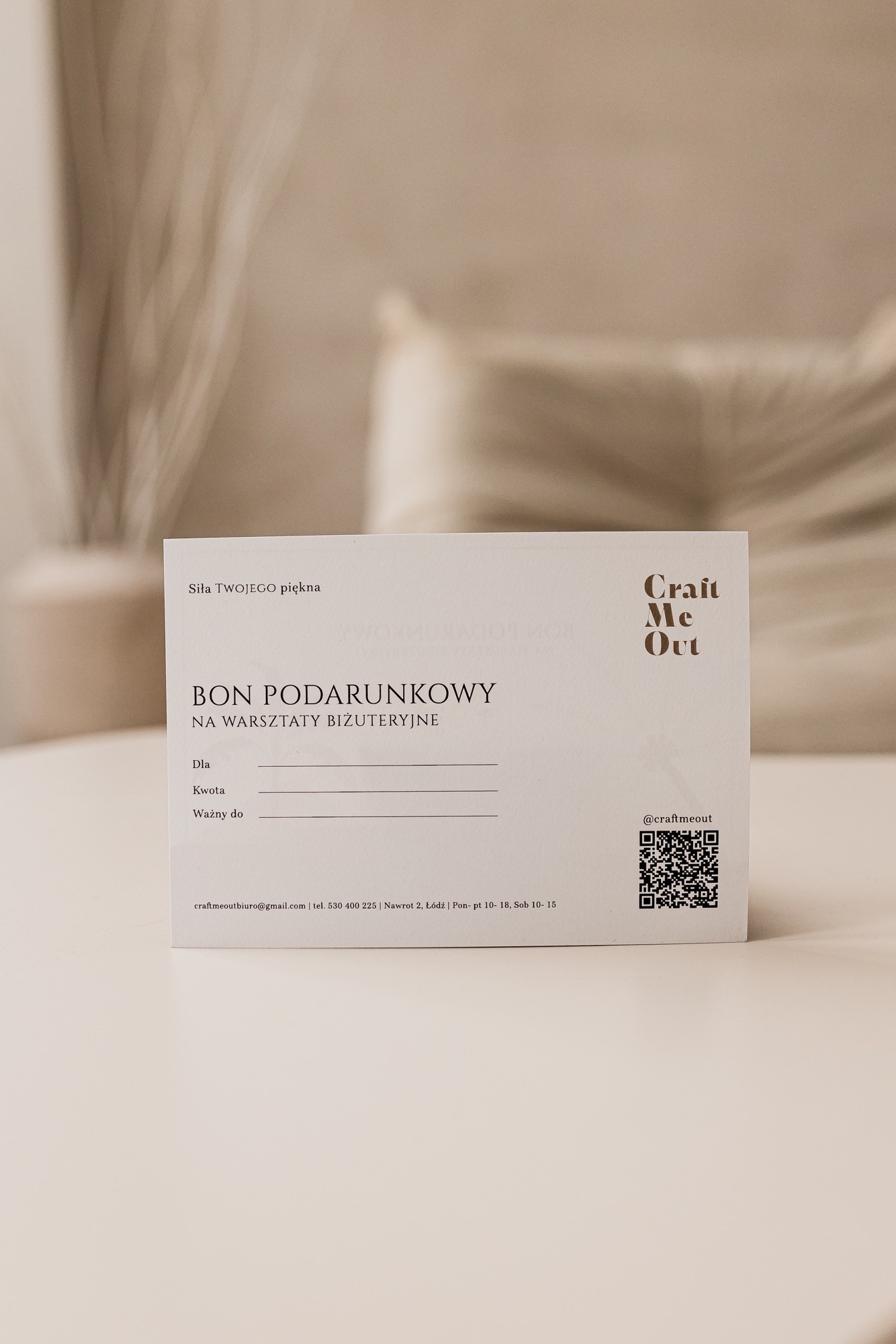 Karta podarnkowa na warsztaty biżuteryjne Craft Me Out