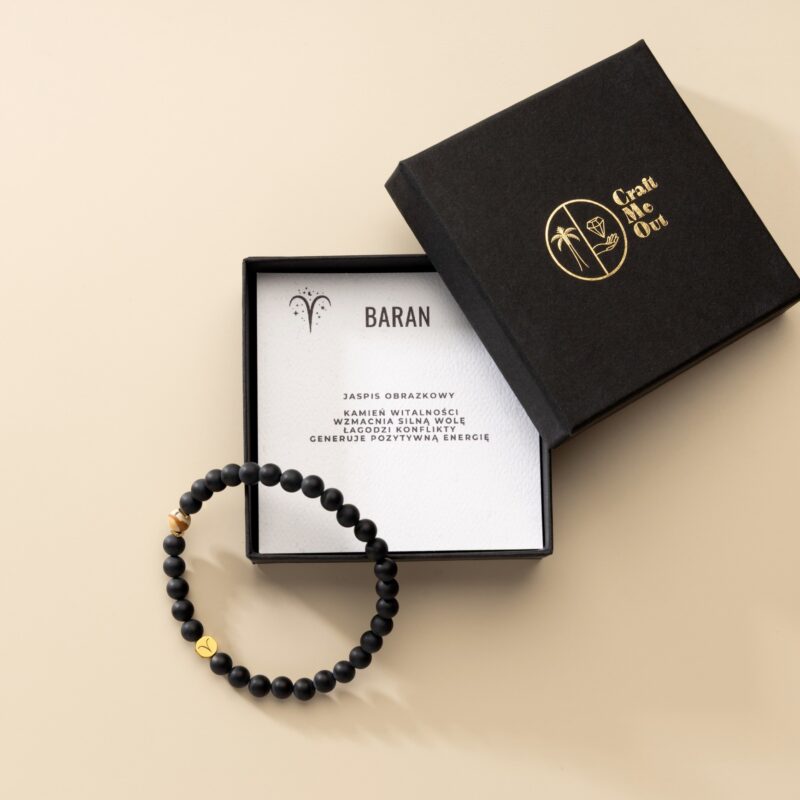 Bransoletka męska zodiakalna Baran - Jaspis obrazkowy