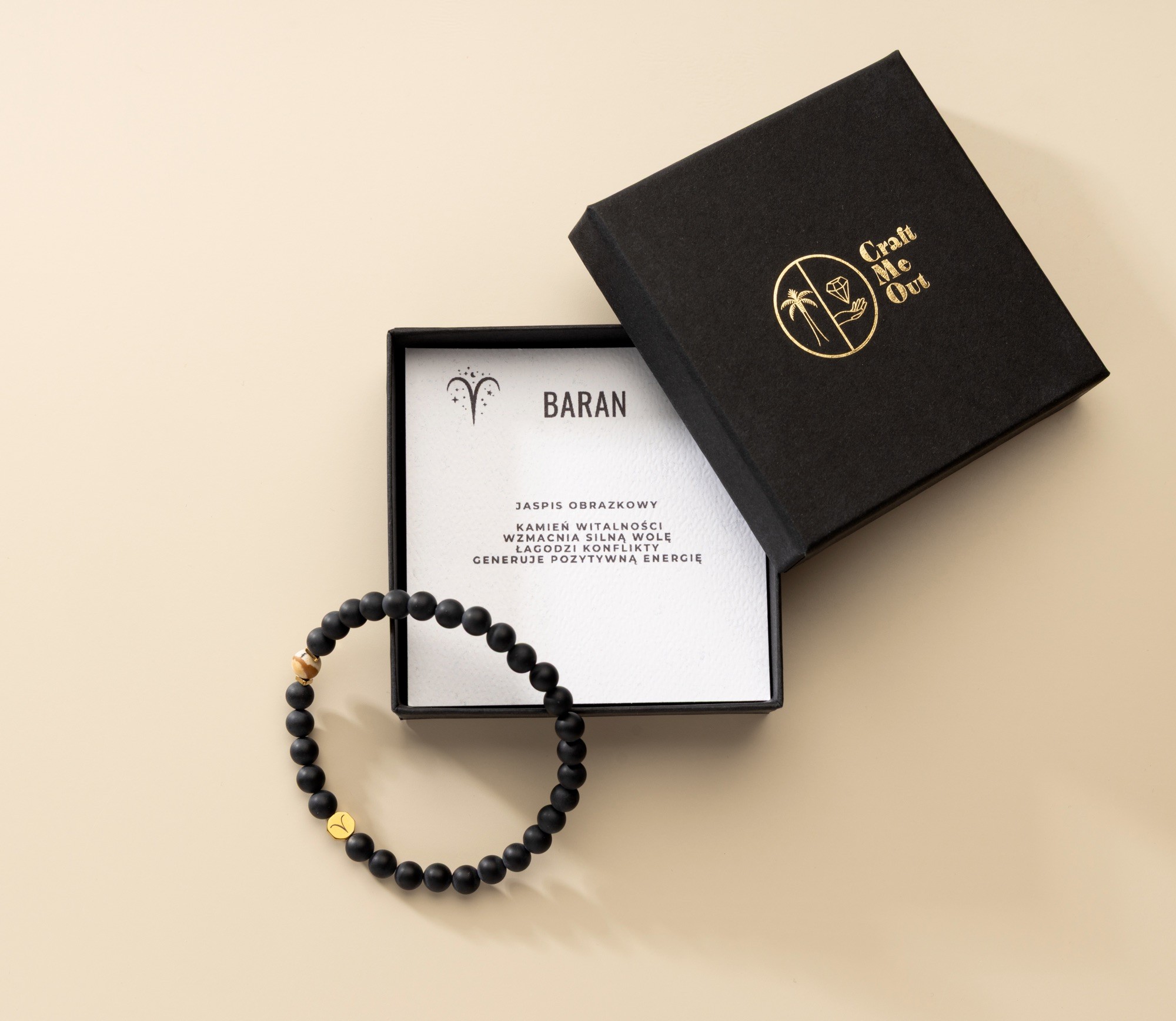 Bransoletka męska zodiakalna Baran – Jaspis obrazkowy