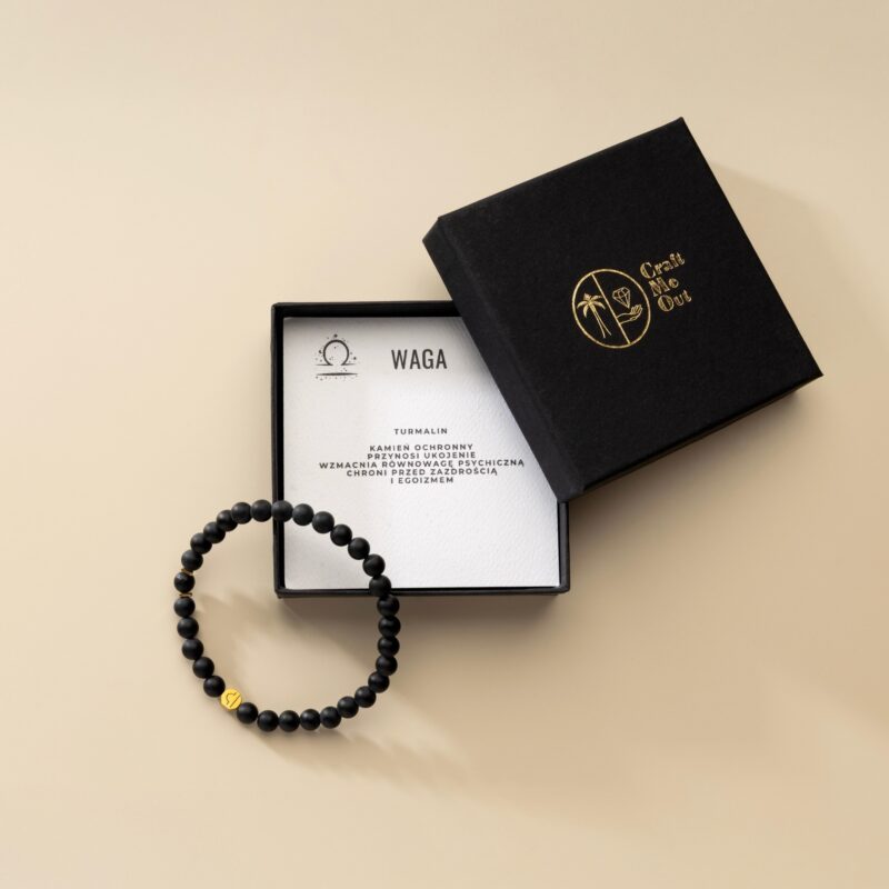Bransoletka męska zodiakalna Waga - Turmalin