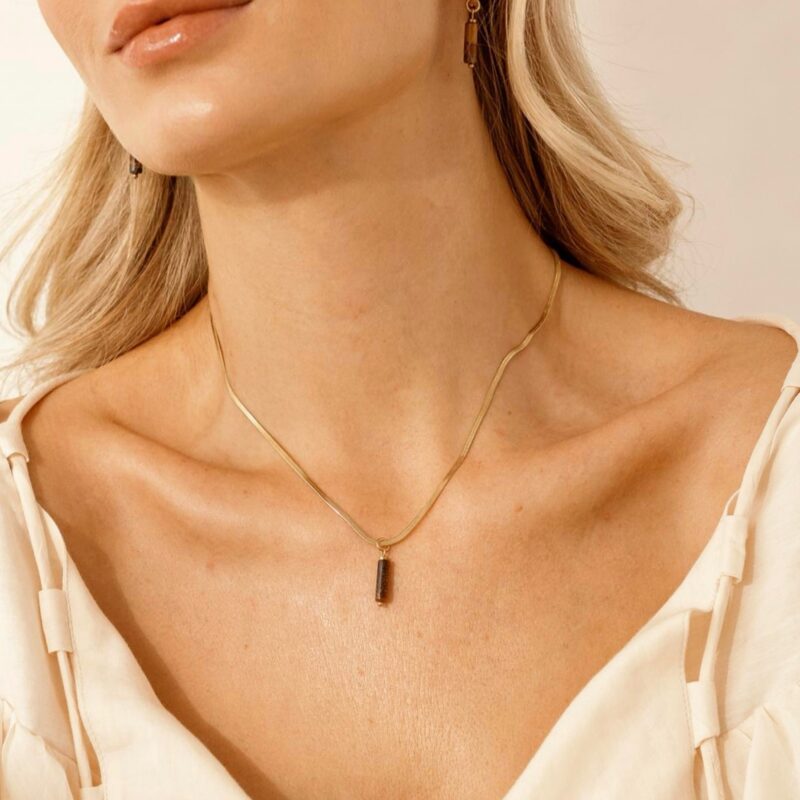 Naszyjnik typu żmijka z Tygrysim okiem "Tiger silk" - stal szlachetna