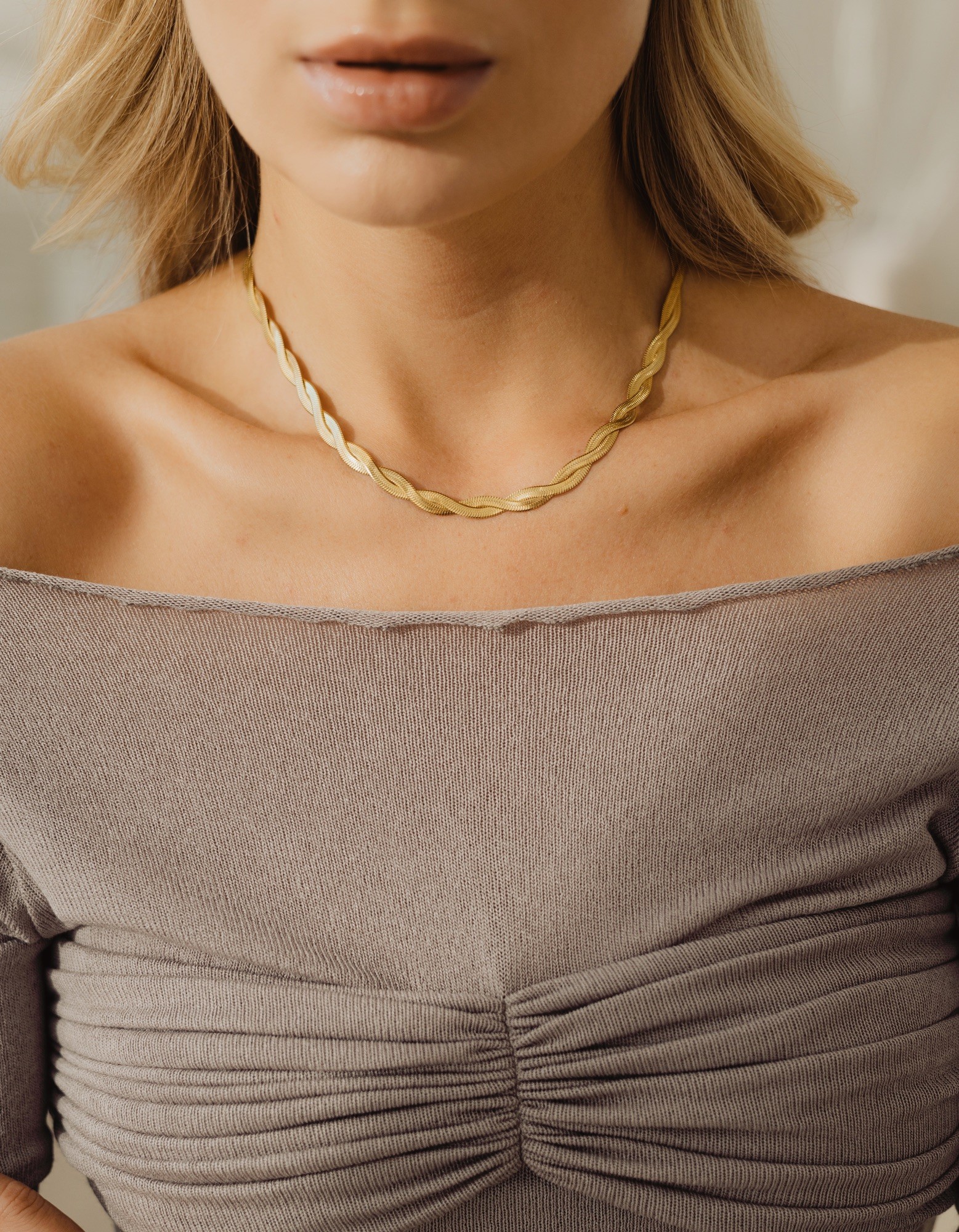 Naszyjnik Lady silk – żmijka – stal szlachetna pozłacana