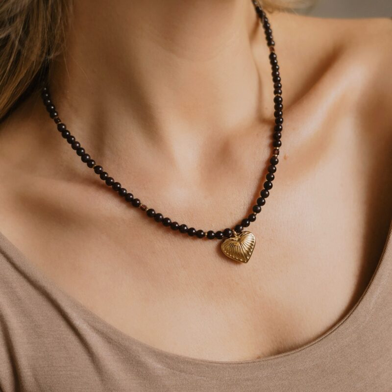 Naszyjnik Berry Heart - Granat, Hematyt