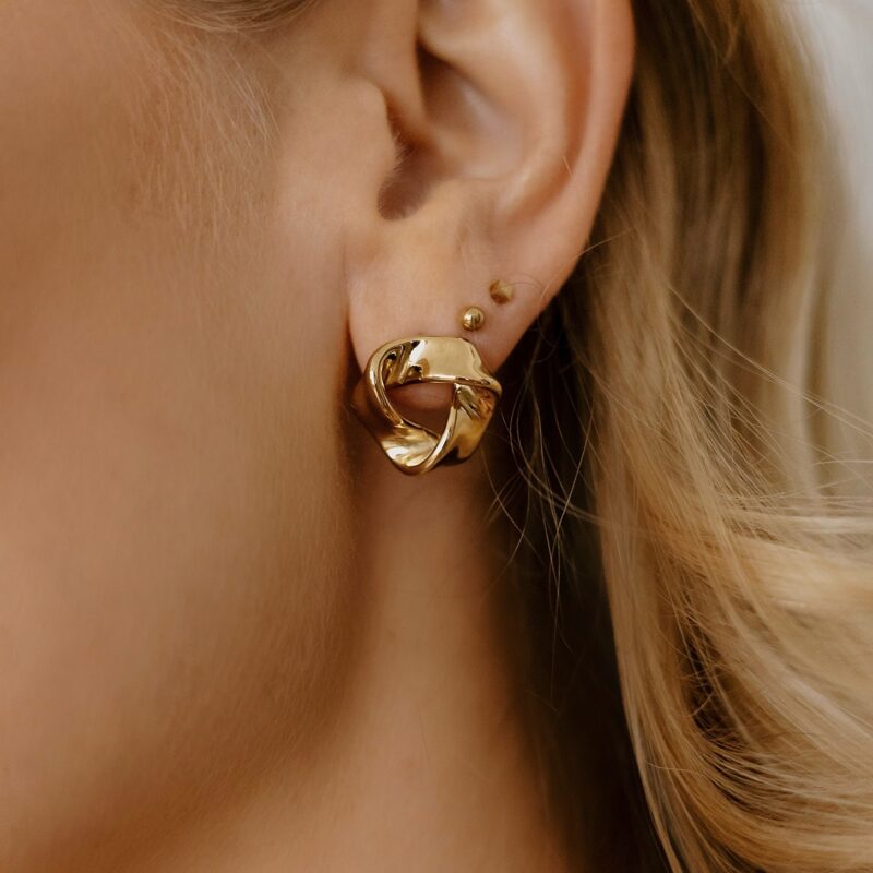 Kolczyki Almost pretzel gold - stal szlachetna