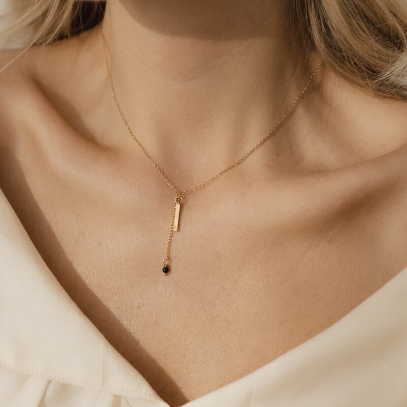 Naszyjnik "Stick with me" - stal szlachetna,Turmalin