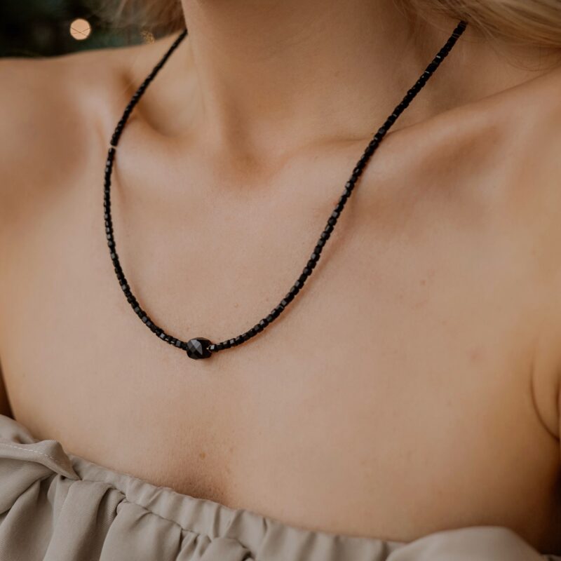 Naszyjnik Elegant black - Turmalin czarny, Agat czarny, Hematyt