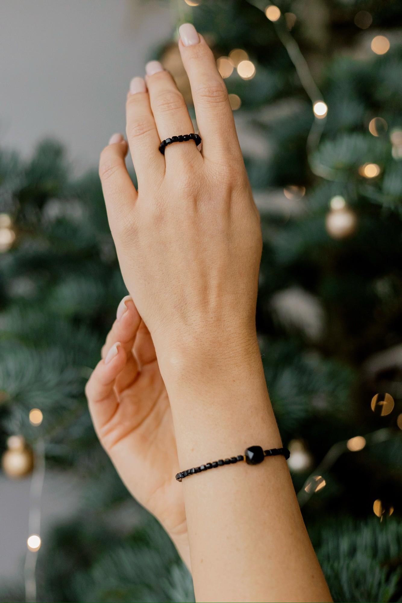 Pierścionek elastyczny Elegant black – Turmalin czarny