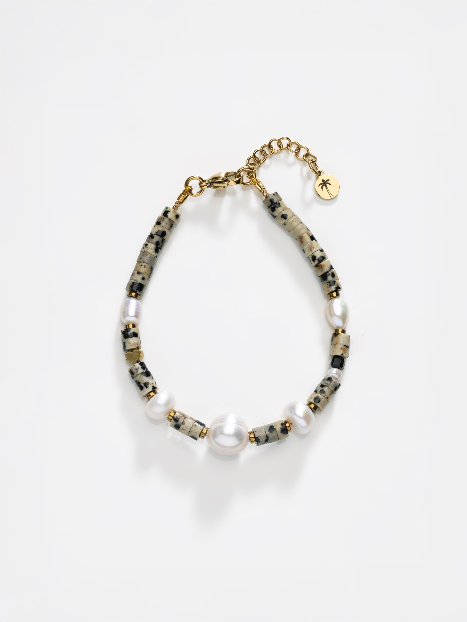 Bransoletka Pearl cozy – Perła słodkowodna, Jaspis dalmatyński, Turmalin czarny, Hematyt