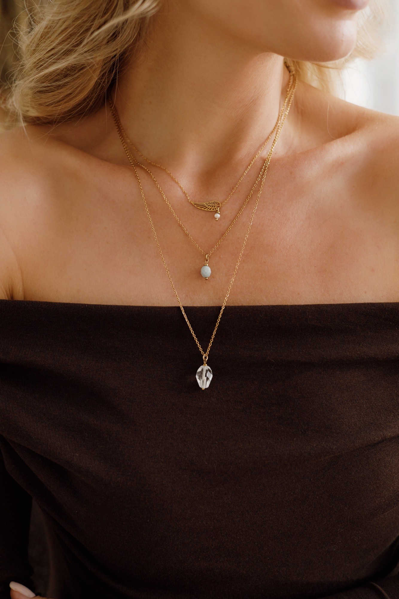 Naszyjnik Blue – Akwamaryn, stal szlachetna