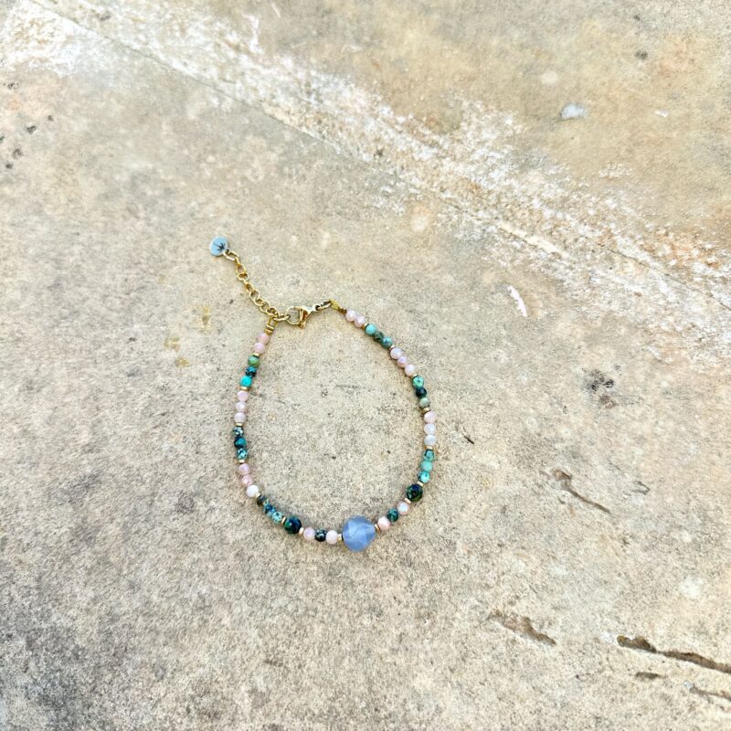 Bransoletka Malta vibe - Akwamaryn, Jadeit, Turkus afrykański, Kamień słoneczny,