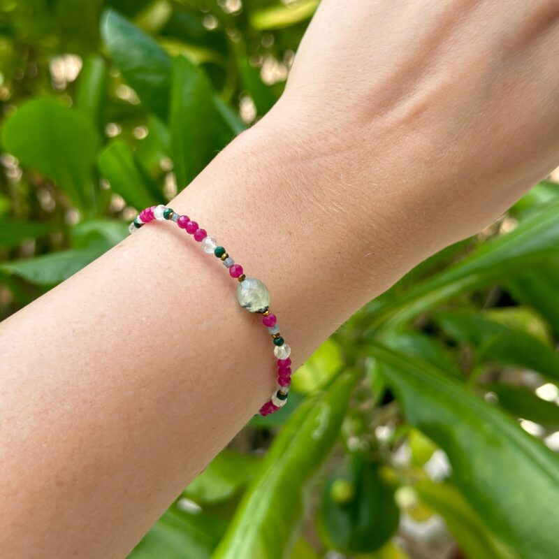 Bransoletka "Thai vibe" - Szmaragd, Rubin, Malachit, Prehnit