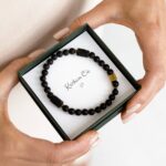 Bransoletka męska z grawerem Black love - Onyks, Turmalin czarny