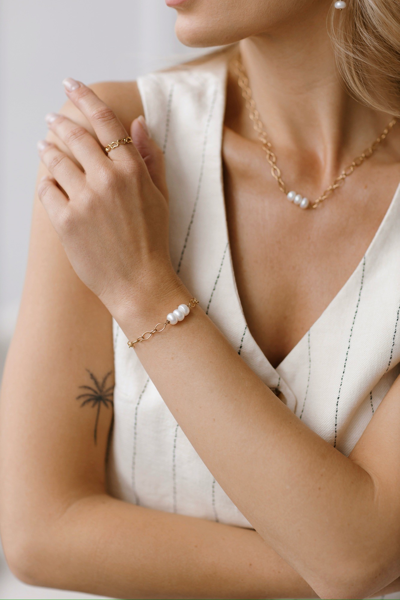 Bransoletka Pearl chain – Perła, stal szlachetna