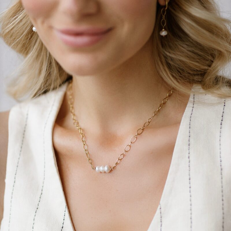 Naszyjnik Pearl chain - perła słodkowodna, stal szlachetna