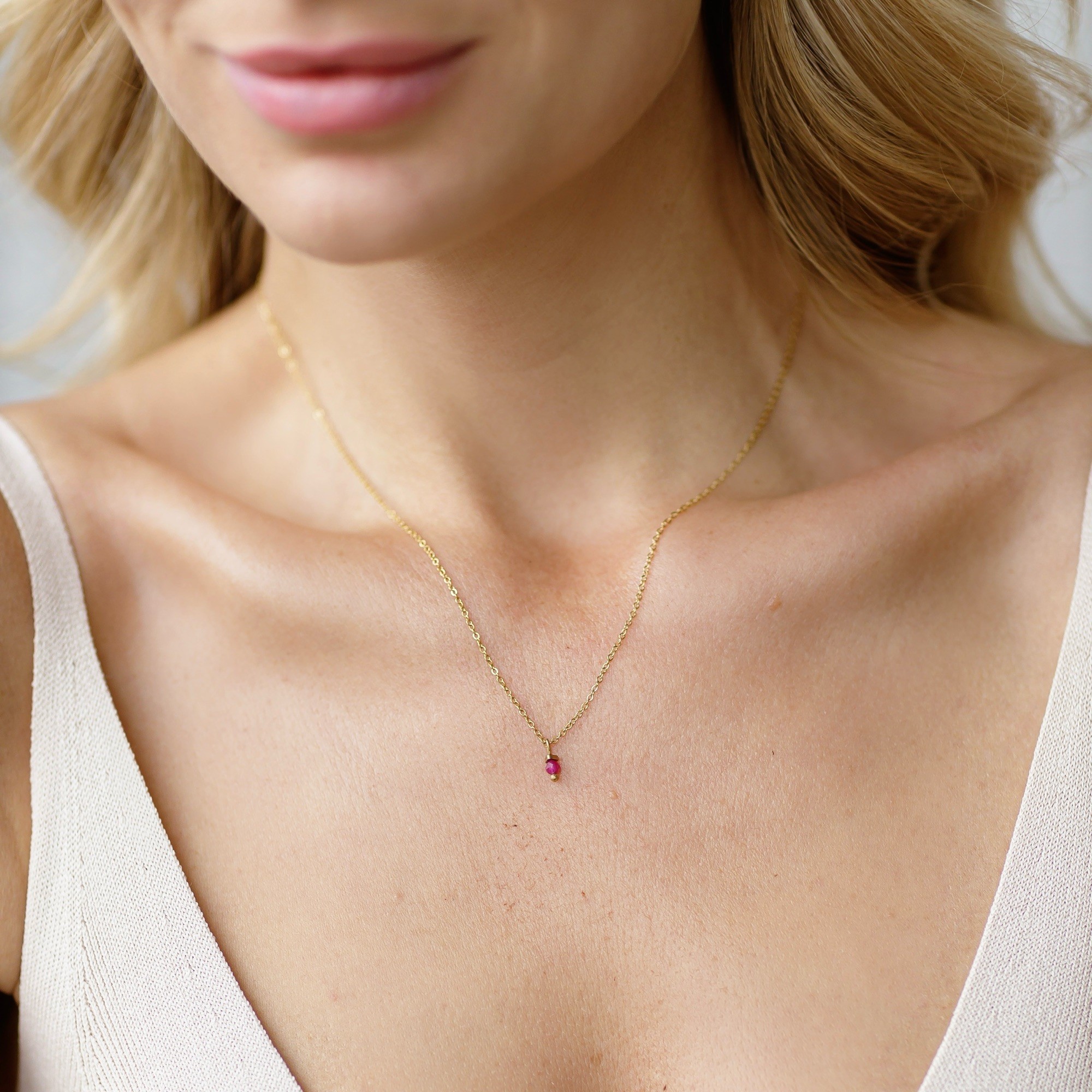Łańcuszek z Rubinem Ruby Balance mini – Rubin, stal szlachetna