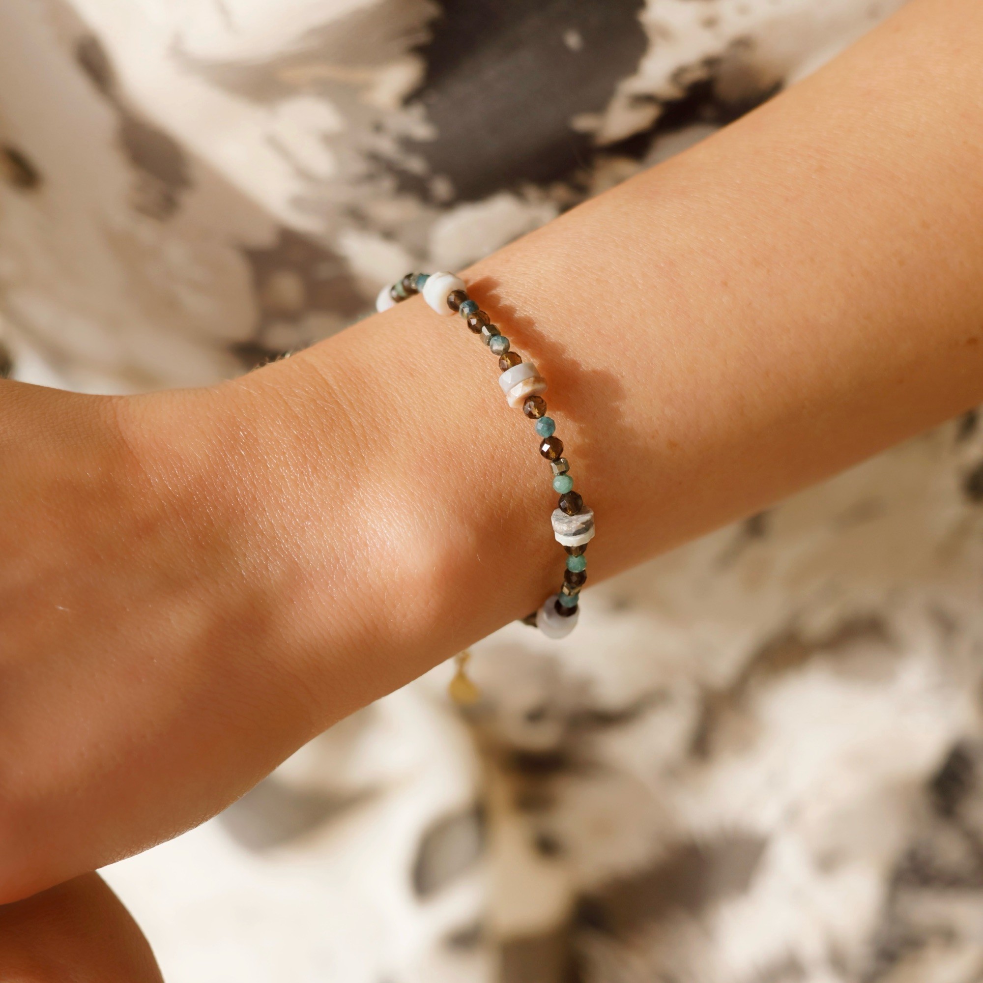 Bransoletka No Fear – Opal, Turmalin niebieski, Kwarc dymny