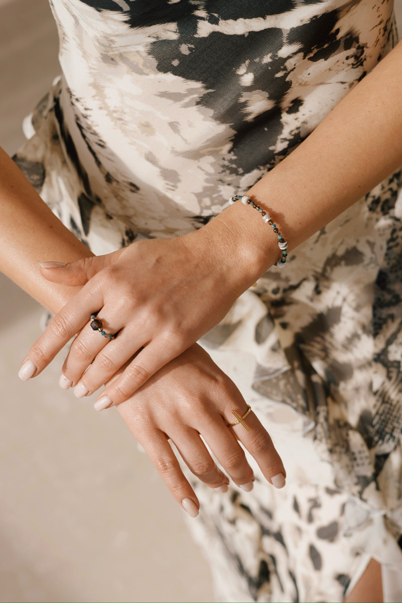 Bransoletka No Fear – Opal, Turmalin niebieski, Kwarc dymny