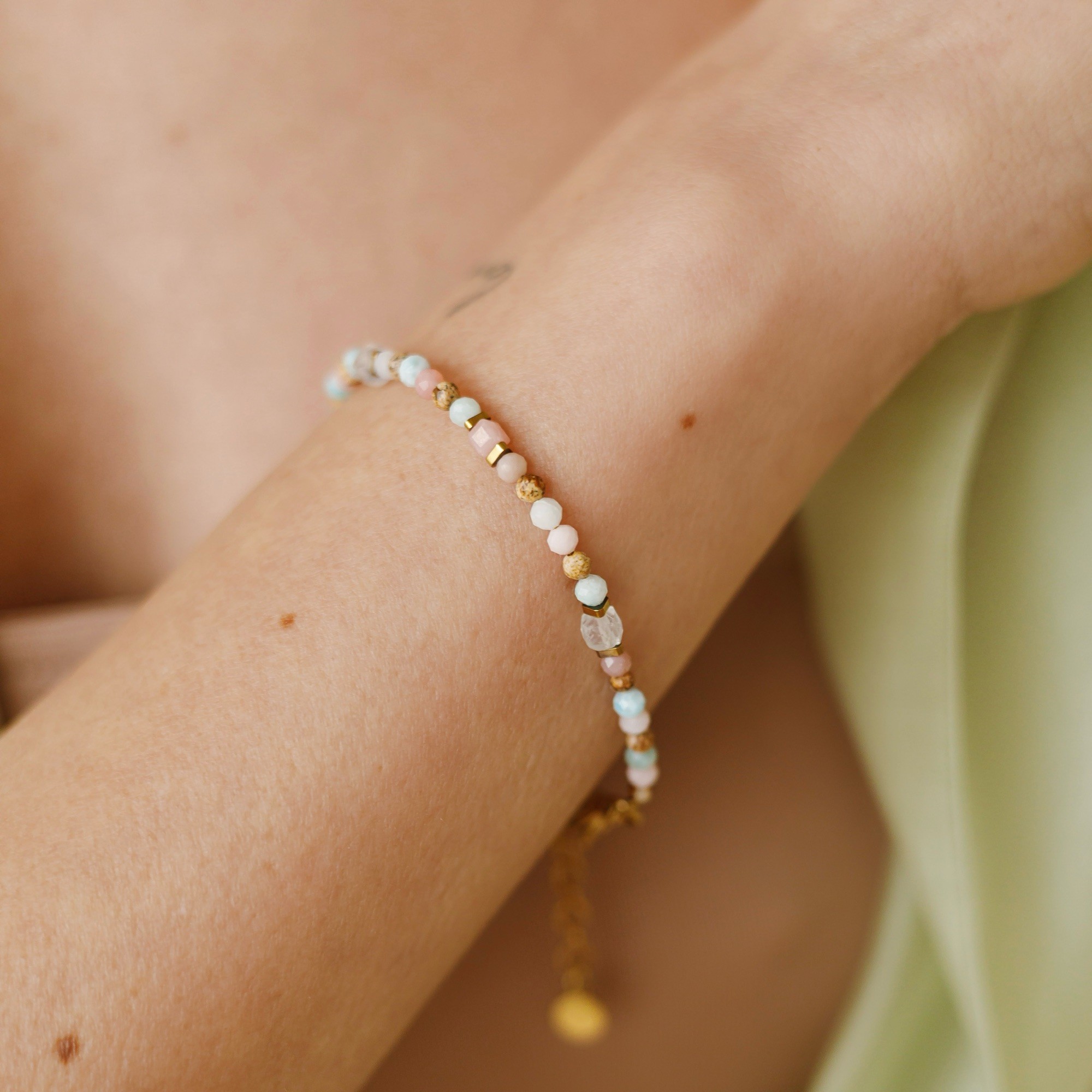 Bransoletka Harmony – Larimar, Kamień księżycowy, Opal peruwiański, Jaspis obrazkowy