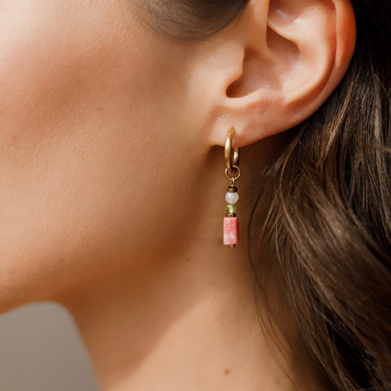 Kolczyki Stability pink - Rodonit, Kwarc różowy, Oliwin