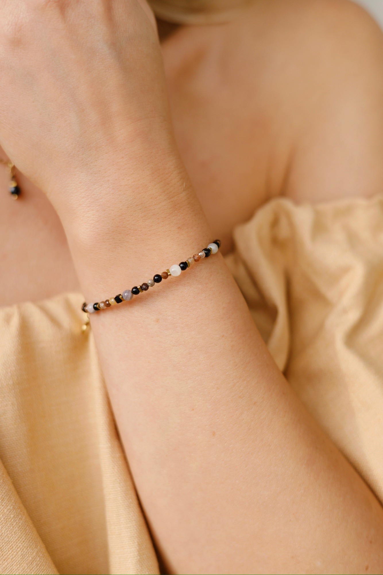 Bransoletka Stop negativity – Turmalin czarny, Onyks, Cyrkon, Agat botswana