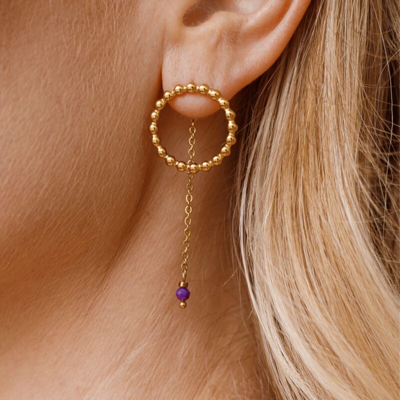 Kolczyki Vitality - Fosfosyderyt, pozłacana stal szlachetna