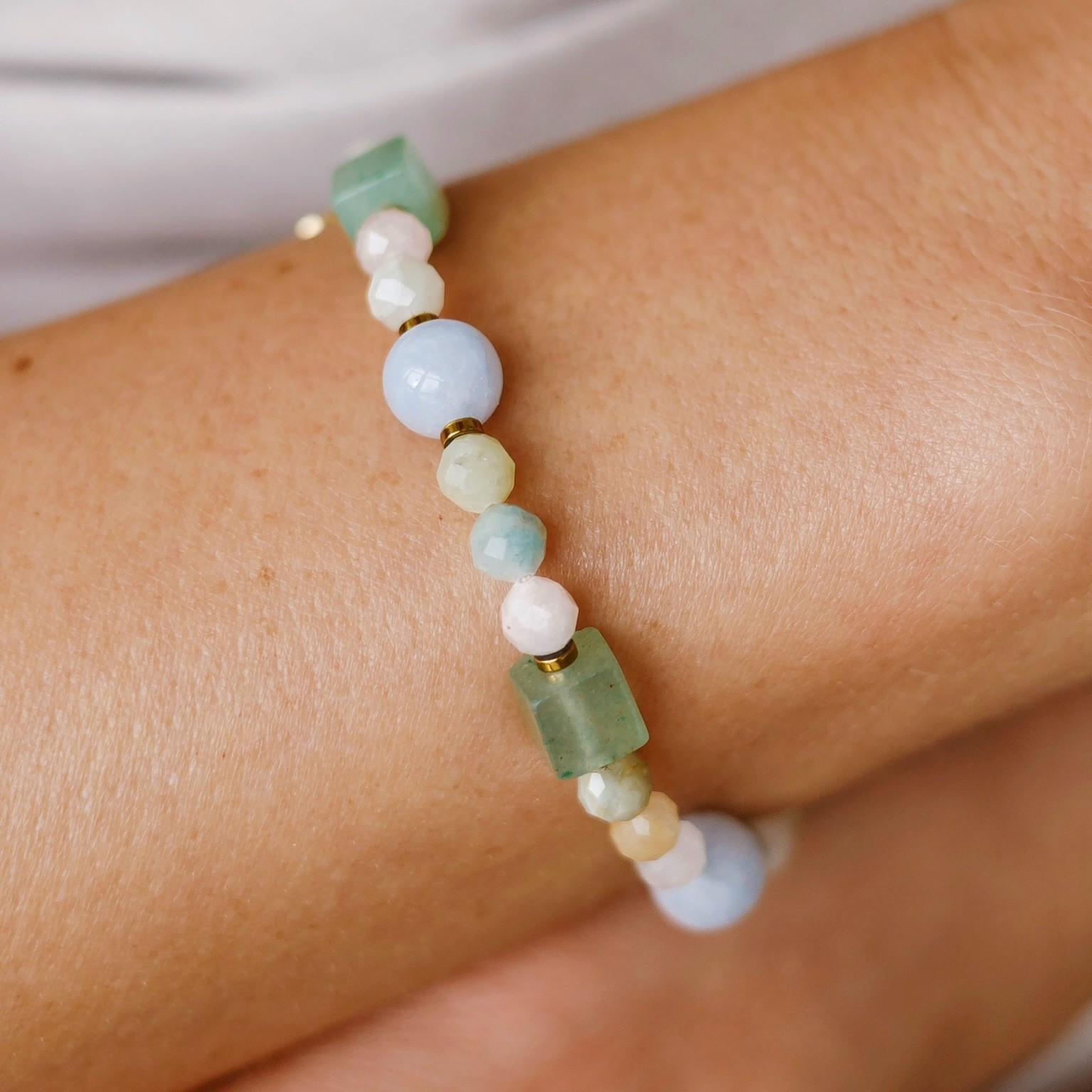 Bransoletka Spring me – Morganit, Awenturyn, Akwamaryn