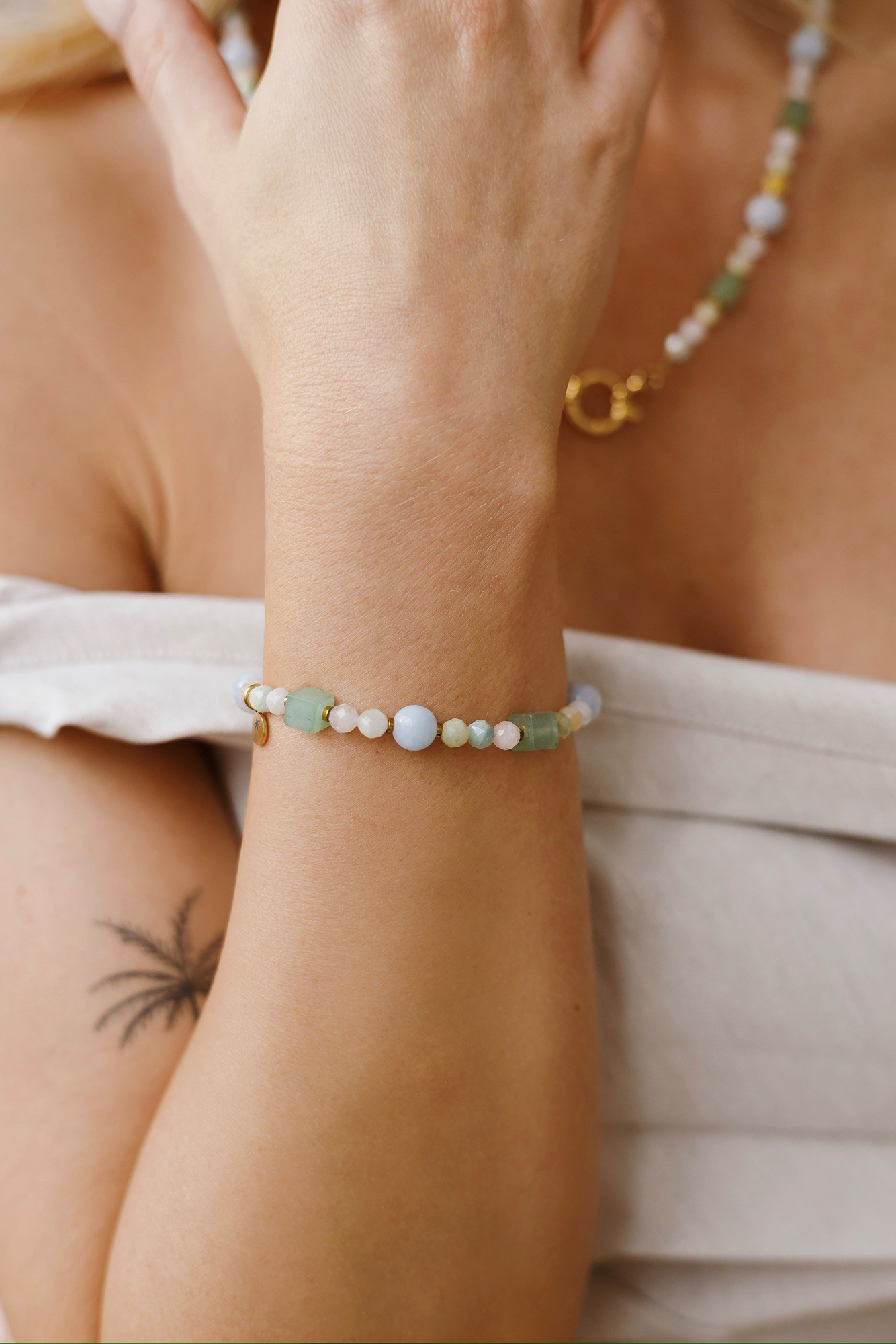 Bransoletka Spring me – Morganit, Awenturyn, Akwamaryn