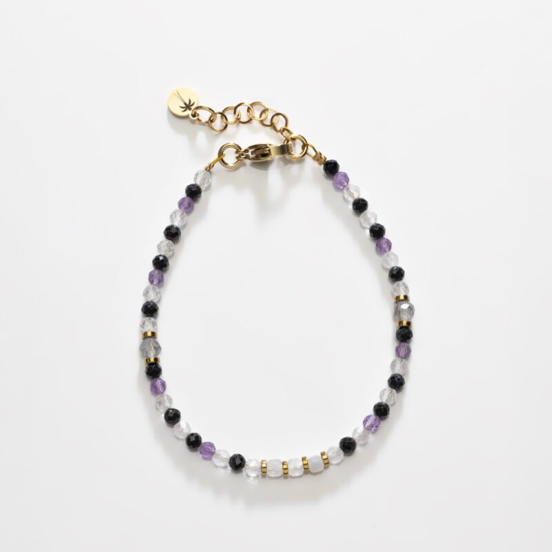 Bransoletka New Moon - kamień księżycowy, labradoryt, ametyst, turmalin, kryształ górski