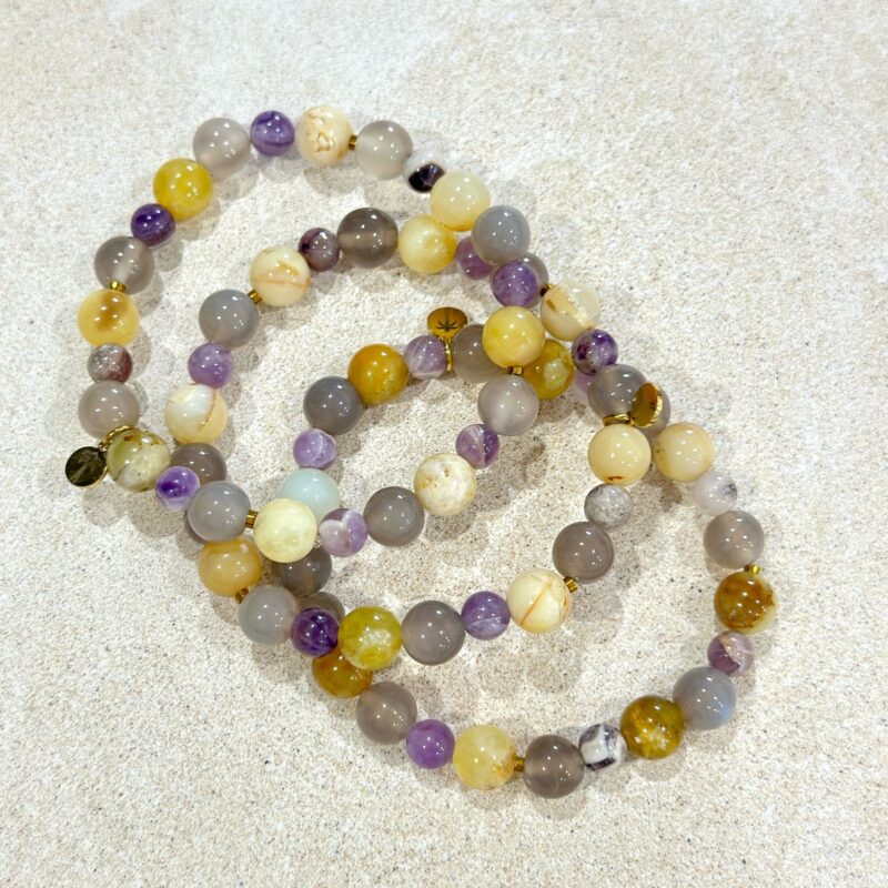 Bransoletka Pastels - Ametyst, Opal żółty, Agat szary, Hematyt