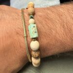 Bransoletka męska elastyczna - Turkus, Jaspis obrazkowy, Hematyt