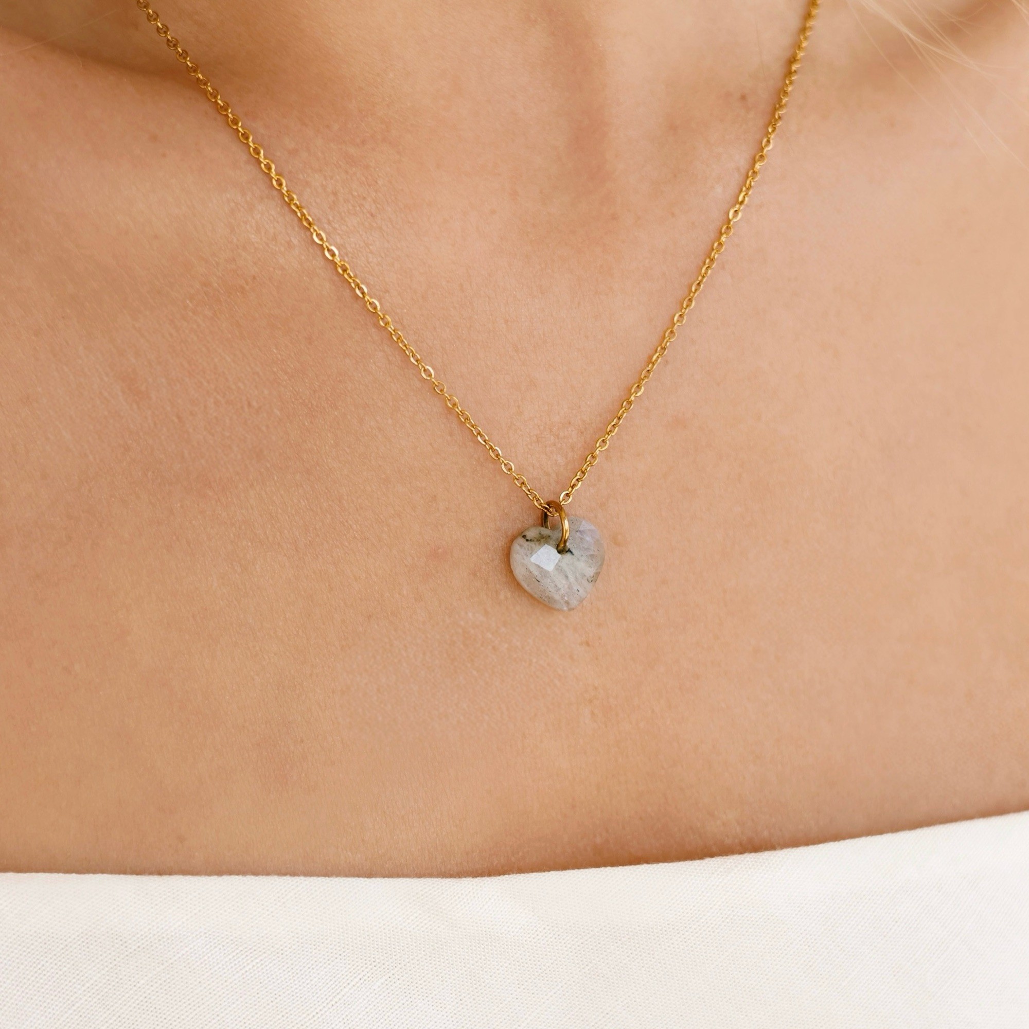 Łańcuszek Sweet Mama heart – Labradoryt, stal szlachetna