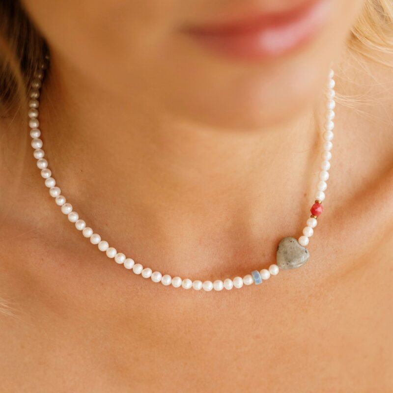 Naszyjnik Sweet Mama - Perła słodkowodna, Labradoryt, Opal, Jadeit