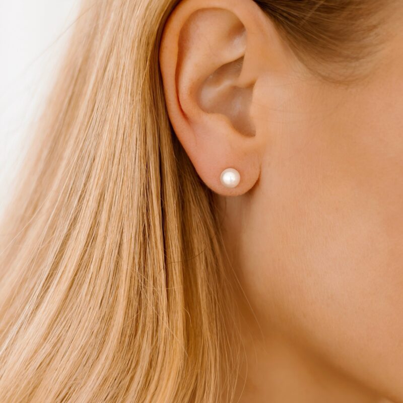 Kolczyki sztyfty Pearl - perła, stal szlachetna