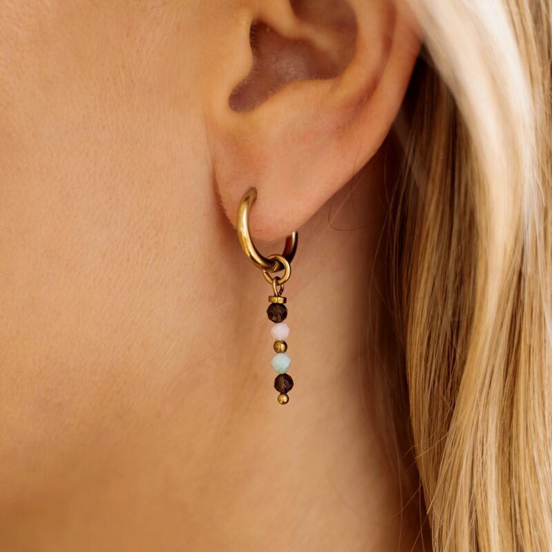 Kolczyki Sugar bloom - Kwarc dymny, Larimar, Opal peruwiański