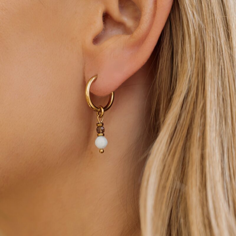 Kolczyki Sugar Blue - Chalcedon, Kwarc dymny