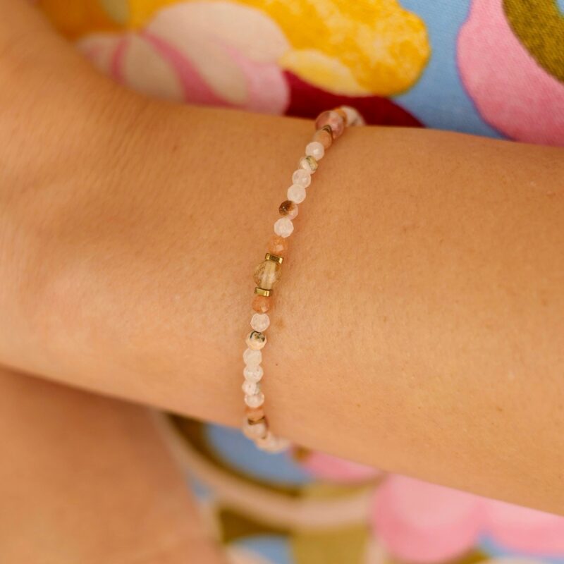 Bransoletka Strawberry - Kwarc truskawkowy, Kwarc różowy, Kamień słoneczny, Rodochrozyt