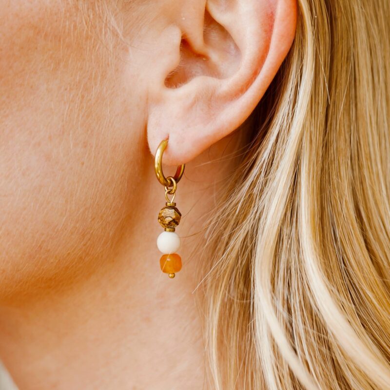 Kolczyki Mystic sun - Awenturyn, Jaspis obrazkowy, Kamień rzeczny