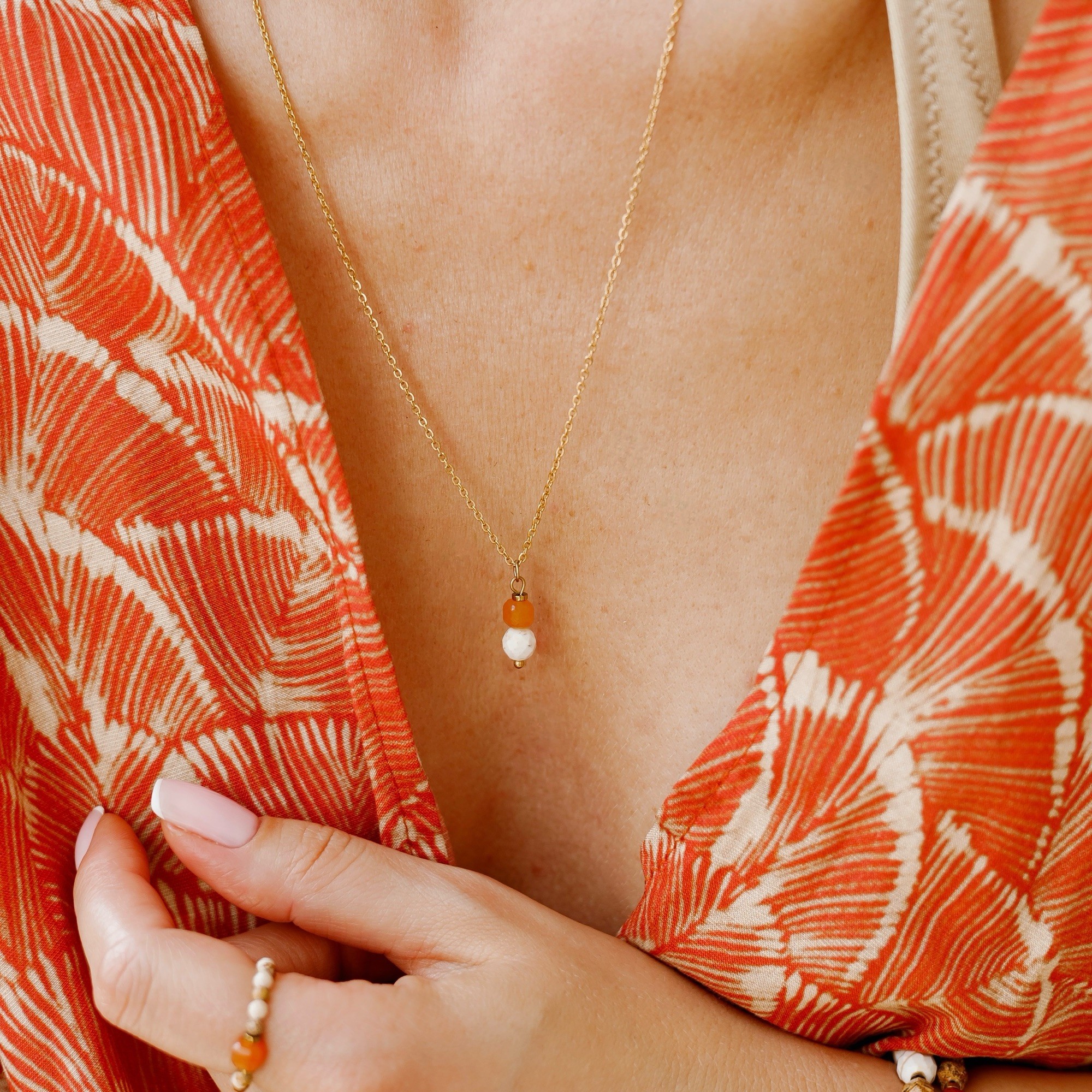 Łańcuszek Mystic sun – Karneol, Howlit, Hematyt