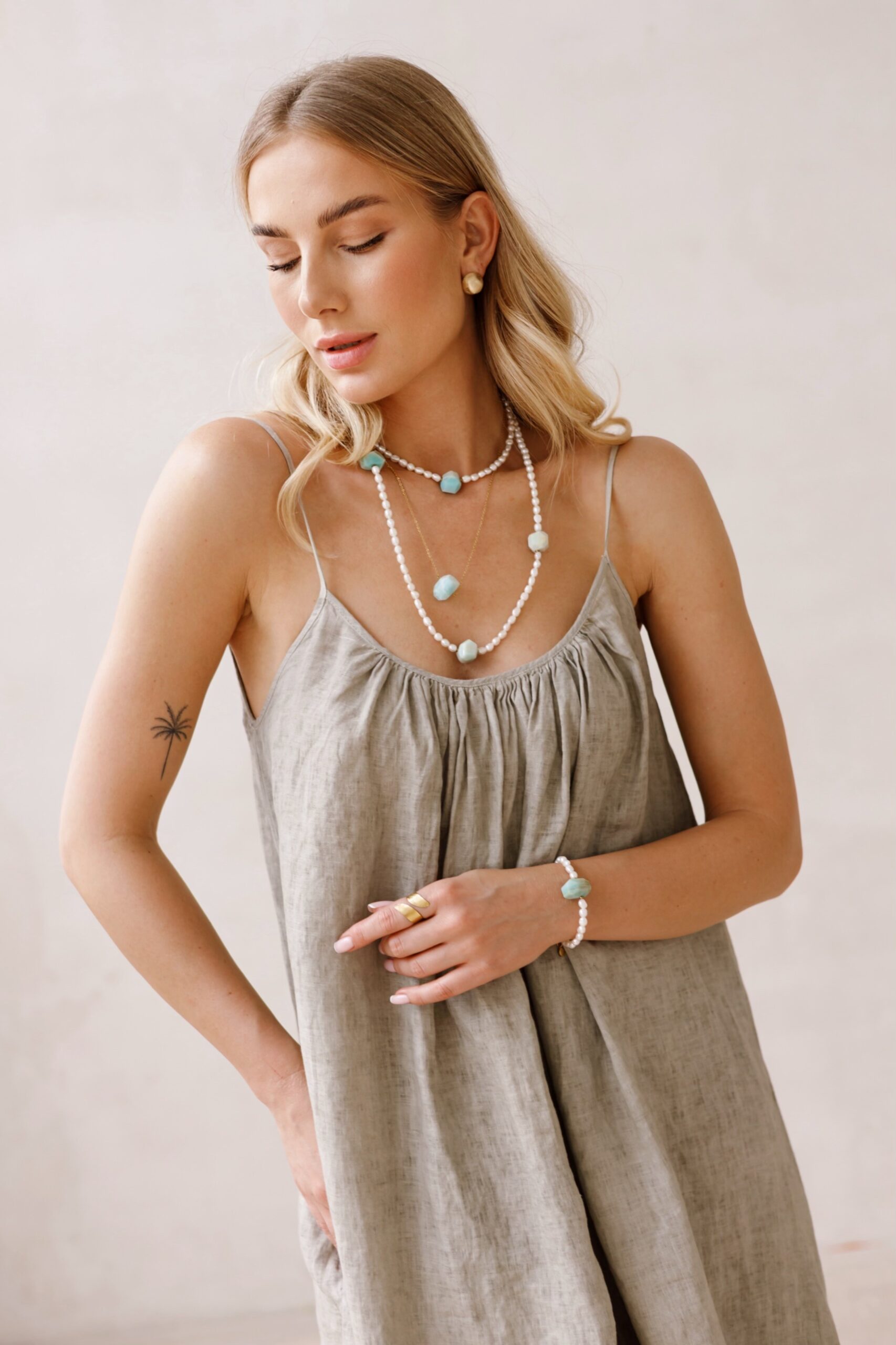 Bransoletka Ethnic pearl – perła słodkowodna, Amazonit